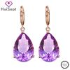 HuiSept Silver 925 Earrings for Women Water Drop Shape Amethyst Gemstones Drop Earrings Jewellery Wedding Party Gifts Ornaments