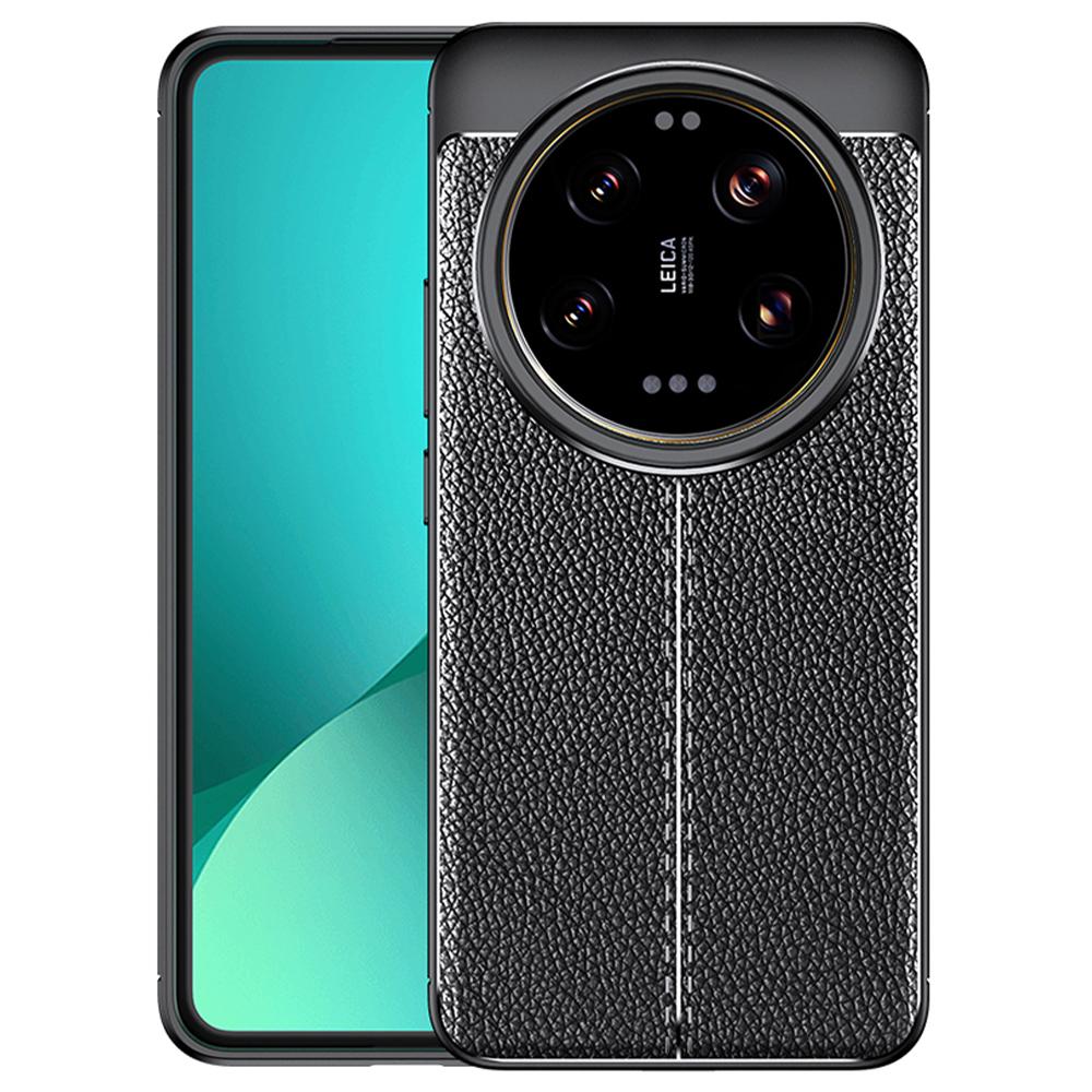 

For Xiaomi 14 Ultra TPU Case Litchi Texture Anti-fingerprint Phone Protective Cover Black