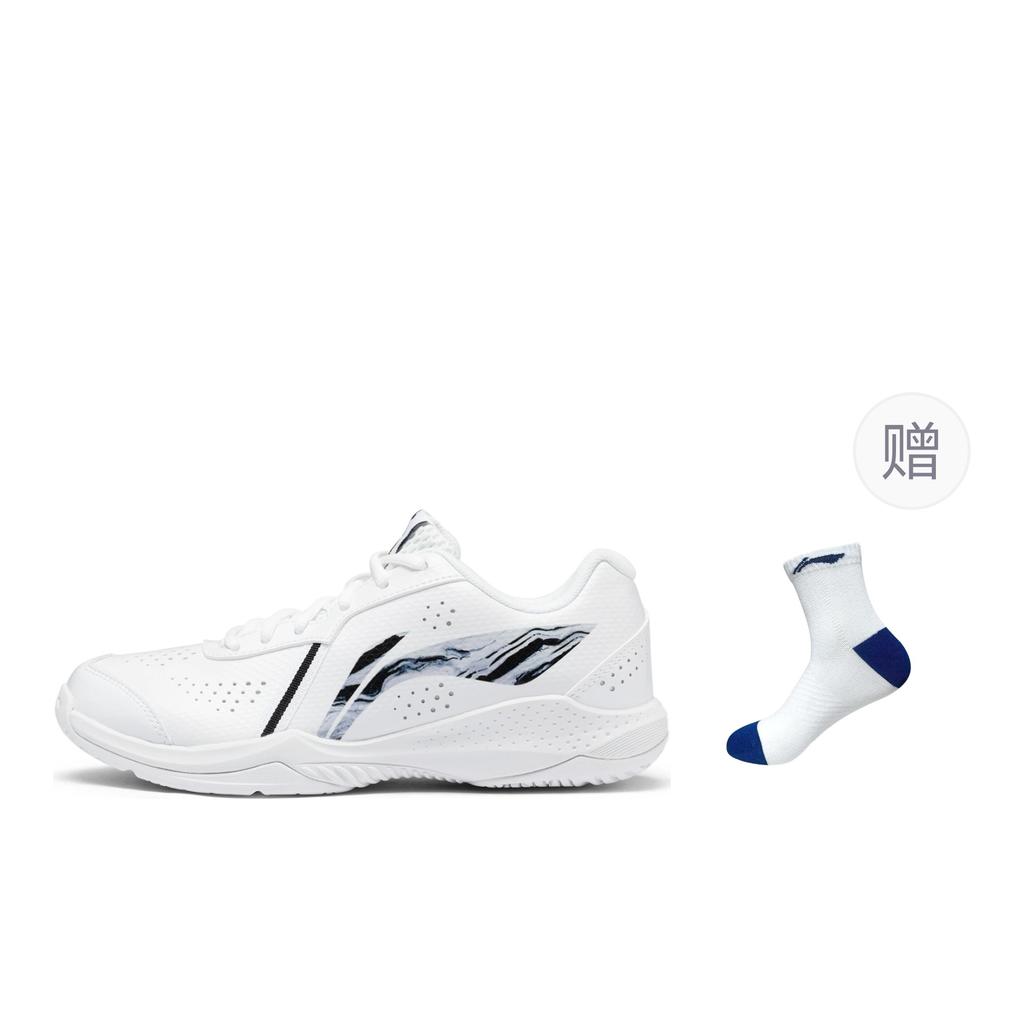 Li Ning Thunder LITE Synthetic Leather Slip Resistant Abrasion Resistant Low Top Badminton Shoes Unisex White AYTS020-7