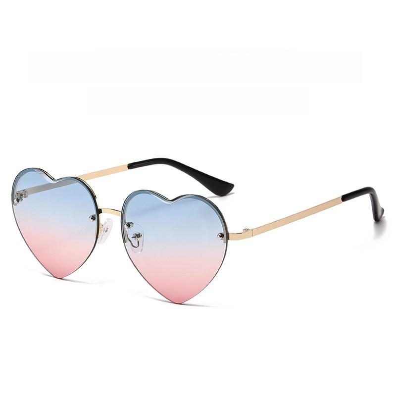 

Pink Lens Heart Frame Sunglasses With For Casual Wear And Travel Blue Pink