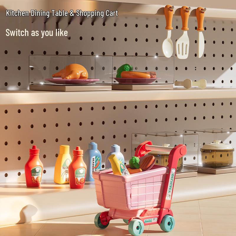 Mini Kitchen Playset: Pretend Play Shopping Cart & Cooking Toys for Kids