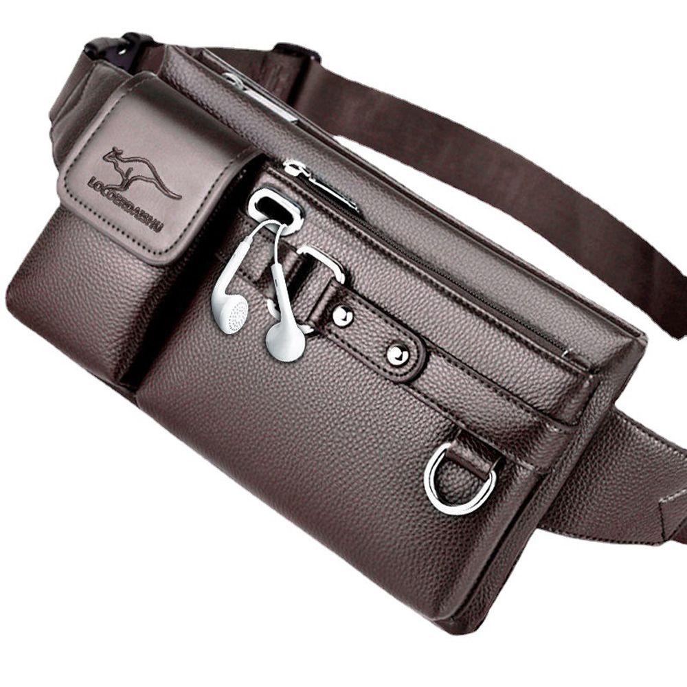 PU Leather Carry Case Purse Chest Bag Crossbody Bag Mens Belt Bag Phone Pouch Waist Packs