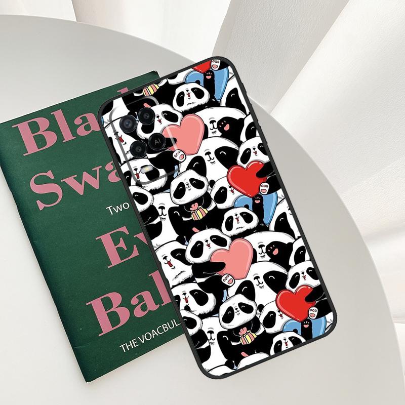Cute Panda Case For Oppo A15 A16 A17 A52 A72 A76 A96 A54 A74 A94 A54S A57S A58 A78 A98 A57 A77 Cover
