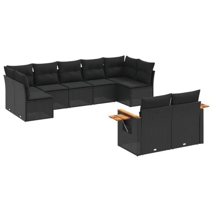 VidaXL Garden Lounge Set with Cushions 9 Pcs, Patio Sofas, Patio Furniture Set, Outdoor Furniture, Black 3227126