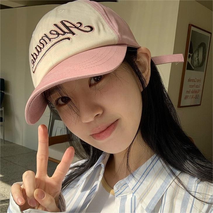 Vintageinspired Baseball Pink Cap For Women Stylish Letter Design Breathable Sun Hat Protection