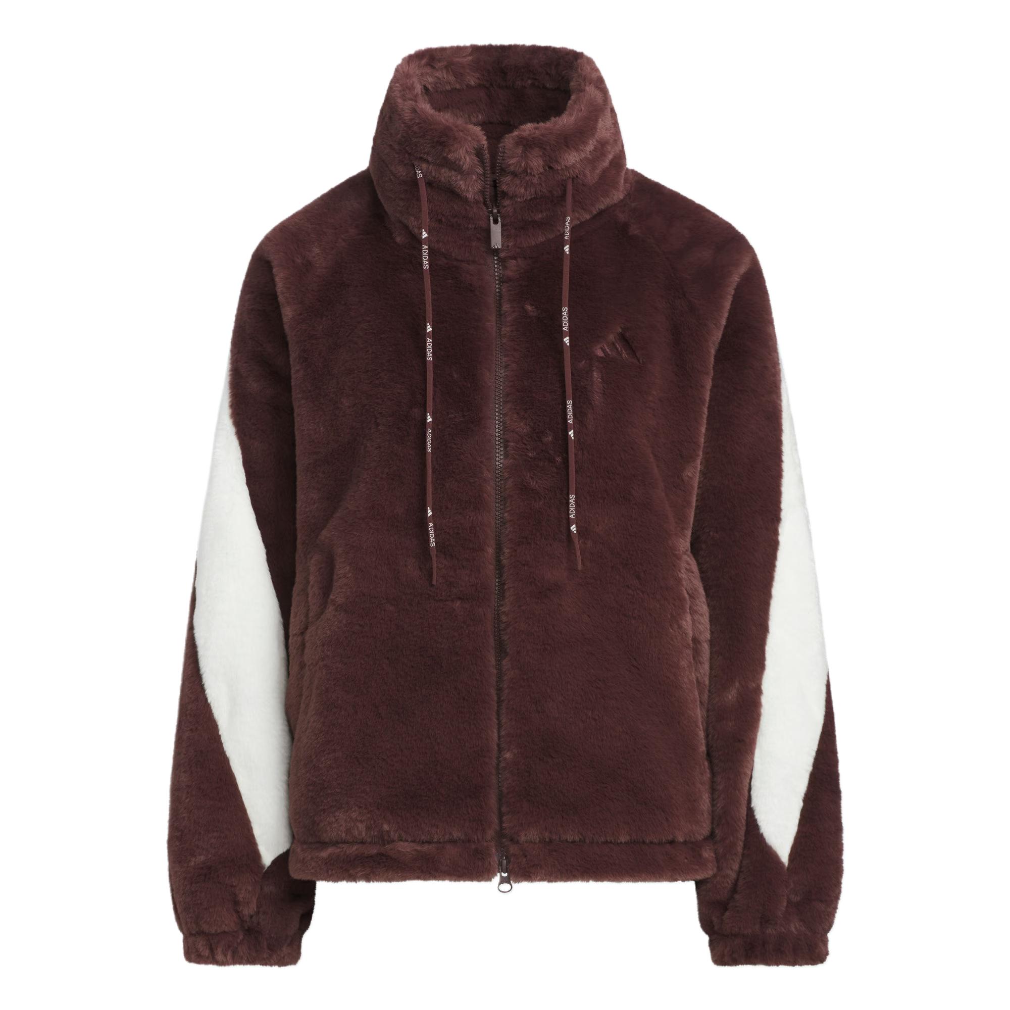 

Adidas Stand Collar Fleece Jacket Women Jacket Brown White KC0078 S