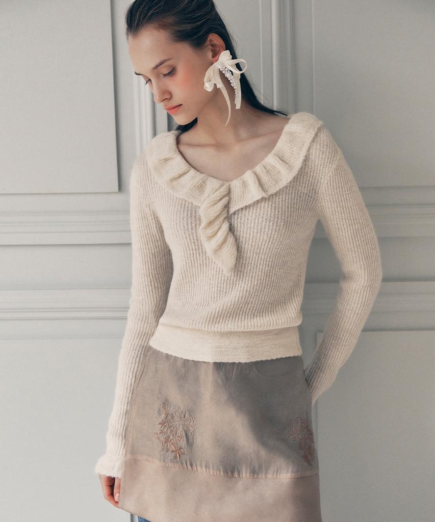 ROLAROLA Frill Collar Knit Ivory