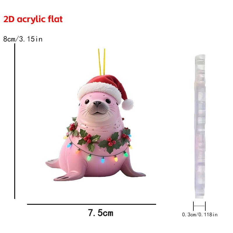 Christmas Animal Series 2D Flat Acrylic Hanging Ornaments for Christmas Party Home Decor Backpack Key Chains Tree Christmas Deco