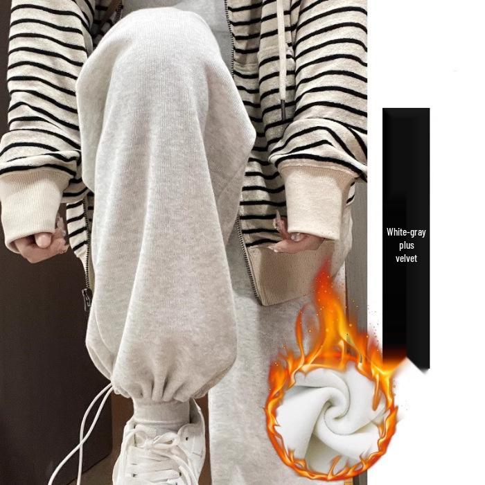 Maternity Lambswool Fleece-Lined Cotton Sweatpants | Autumn/Winter Loose Fit | Cuffed & Wide Leg Styles