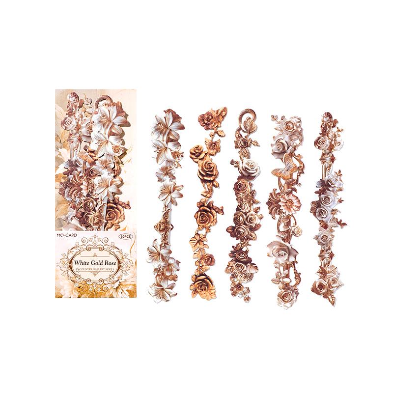 

10 листов Длинные цветочные наклейки Полый рельеф Крафт Сделай сам Скрапбукинг Коллаж Канцелярские товары Декор Журнал Рамка Украшение Наклейки