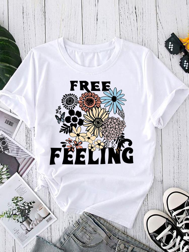 (Asian Size) Graphic Tee T-shirts Female love heart style Casual Short Sleeve O-neck Fashion Print Women's Top T Clothing