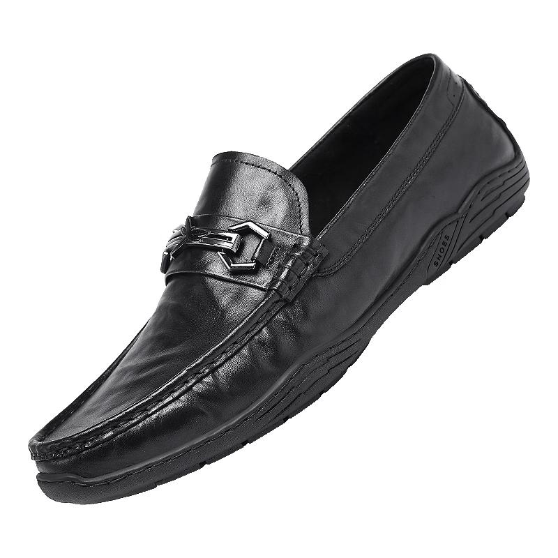 Men s Cowhide Moccasin Loafers EU 44 чёрный