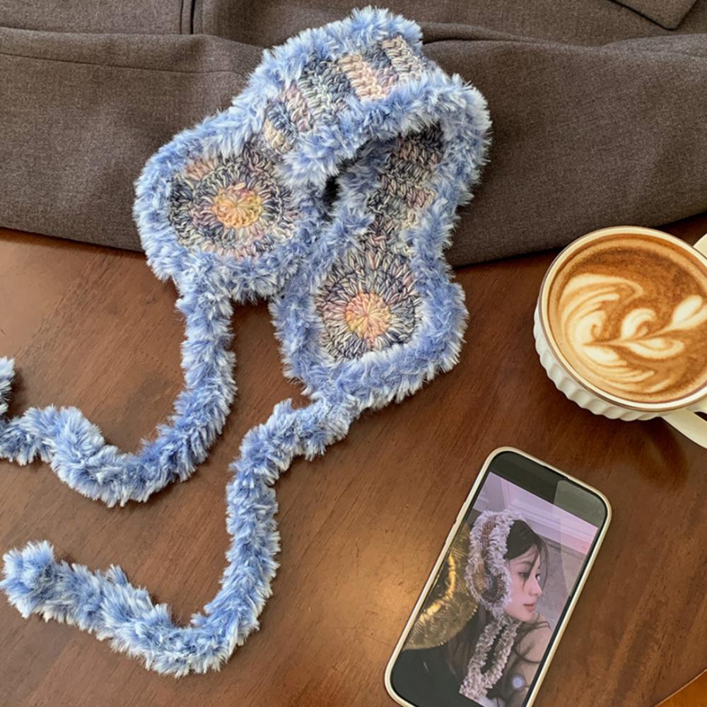 

Модные зимние плюшевые наушники женские мягкие эластичные трикотажные повязки на голову утолщенные вязаные крючком утеплители для волос