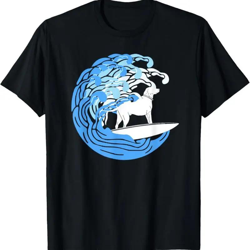 Surfing Dog Wave Graphic Tee Cute Pet Owner Gift Cotton TShirt S