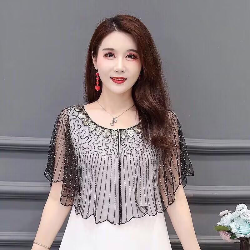 

Высококачественная женская шаль 1920-х годов, вечерняя накидка, винтажная шаль-хлопушка: Вышивка бисером и сетчатый дизайн для вечеринок в стиле Гэтсби! one size чёрный/золотой