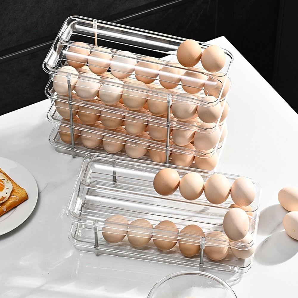 Transparent Refrigerator Egg Storage Box Large Capacity Refrigerator Egg Dispenser  Kitchen