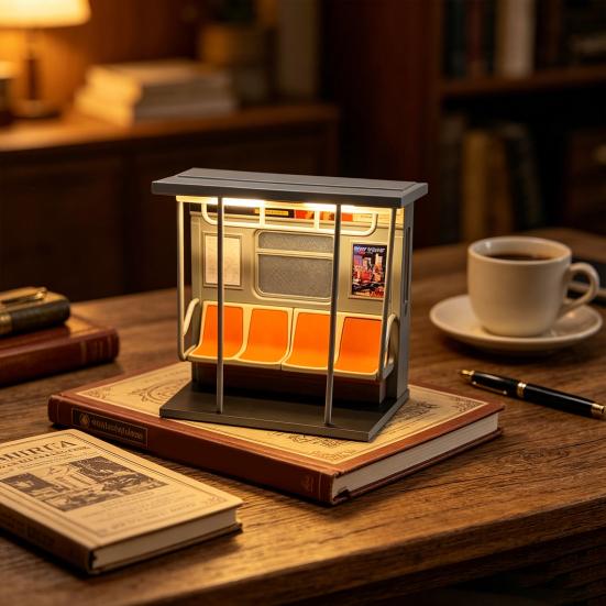 NYC Metro Train Lamp Decorative Underground Train Night Light Warm Glow Desktop Lamp for Kids Bedroom Ambient Lighting