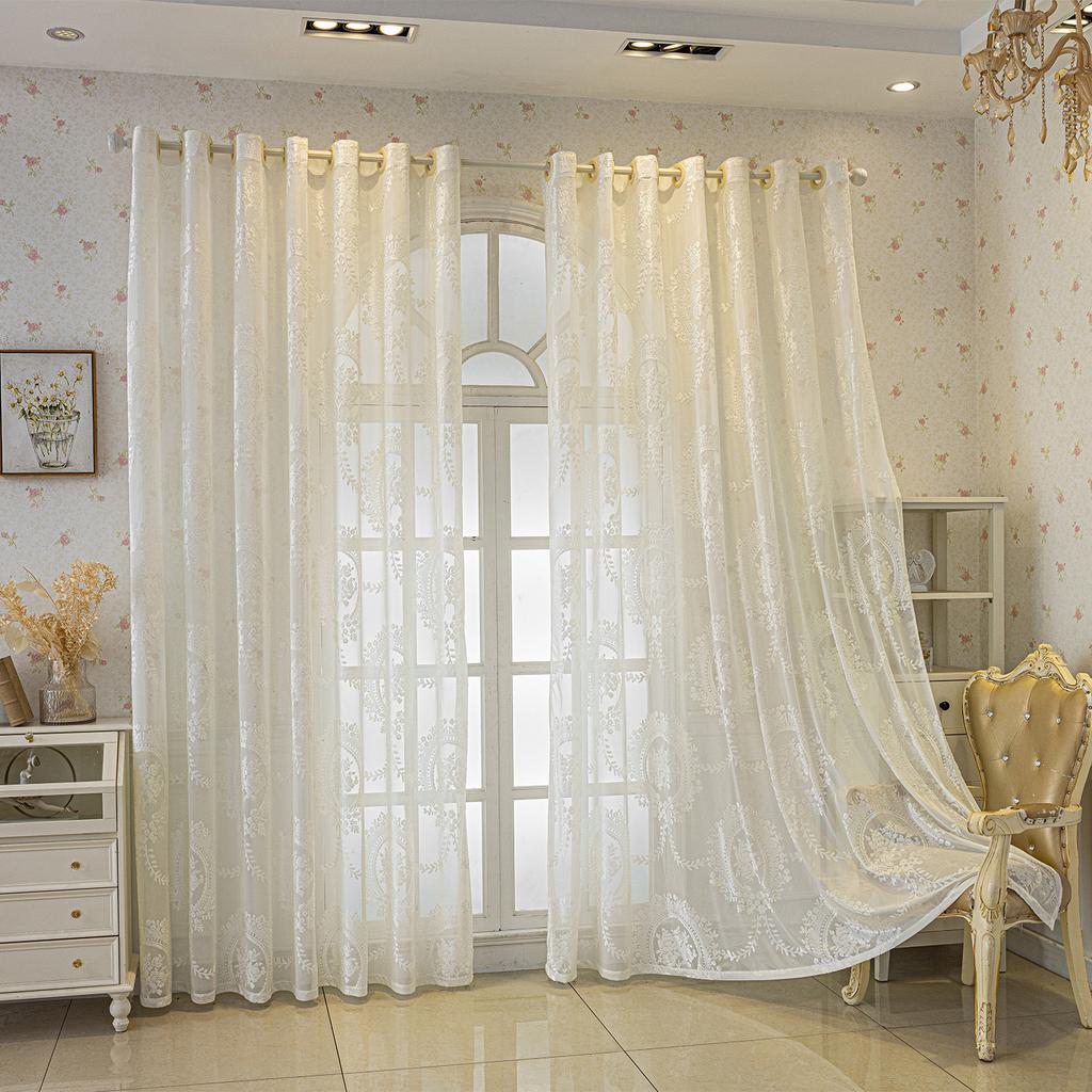 Fransız Retro Perde Tül Yeşil Prenses Tarzı Hafif Lüks Yarı Saydam Pencere Perdesi