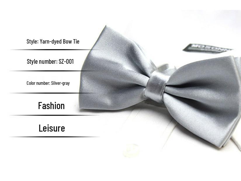 Solid Color Formal Wedding Bow Tie for Men - Customizable Logo and Multi-Color Options
