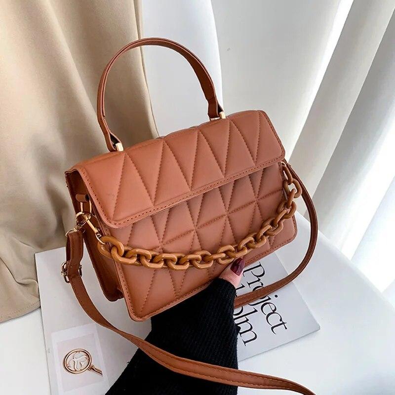 Square Plaid Small Handbags Crossbody Bags For Women  Chain Shoulder Bag For Travel