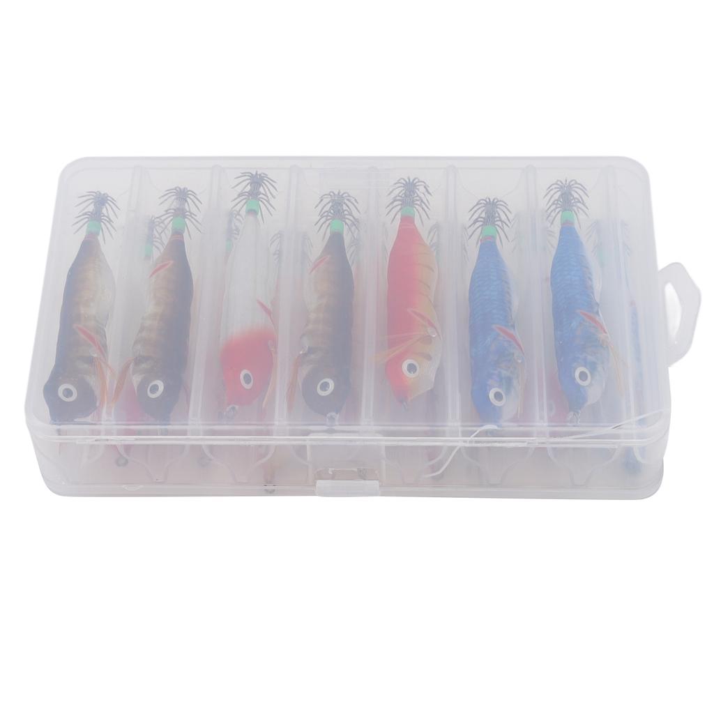 Isca Artificial de Camarão de Madeira Luminosa Brilhante LED em Forma de Cabana 8cm Iscas Artificiais de Pesca com Chocalhos