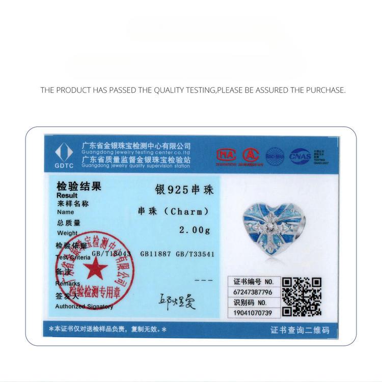 Blue Love Cross Diy Bracelet Beaded, Retro Style S925 Silver Beads Loose Beads