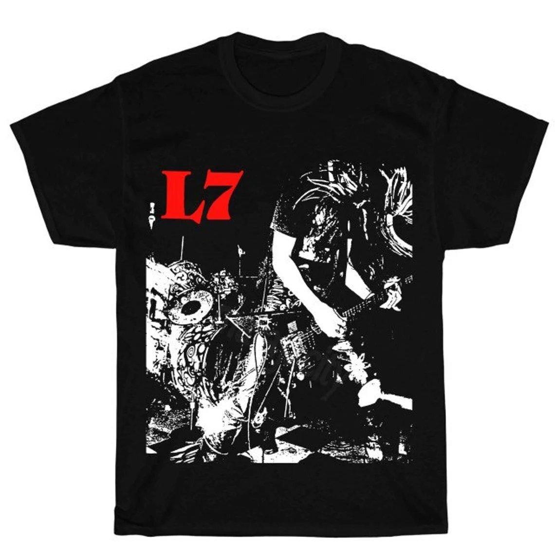 Vtg L7 Band Live In Tour Concert Cotton Black All Size Unisex Shirt S