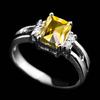 1 stk Sølvfarget Dame Rektangulært Klipp Gul Stein CZ Krystall Klo Ring Prinsesse Smykker Gave