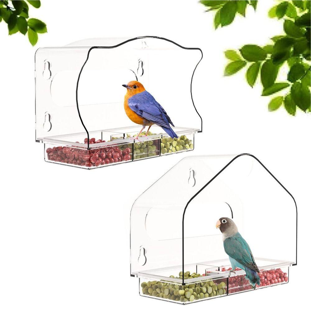 Easy-Clean Bird Feeder Acrylic Pet Accessories Creative Outdoor Feeder  Patio