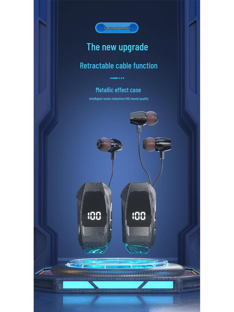 GT010 Wireless Bluetooth Earphone: Clip-On, Large Battery, Vibration, Retractable, with Digital Display for Business Use