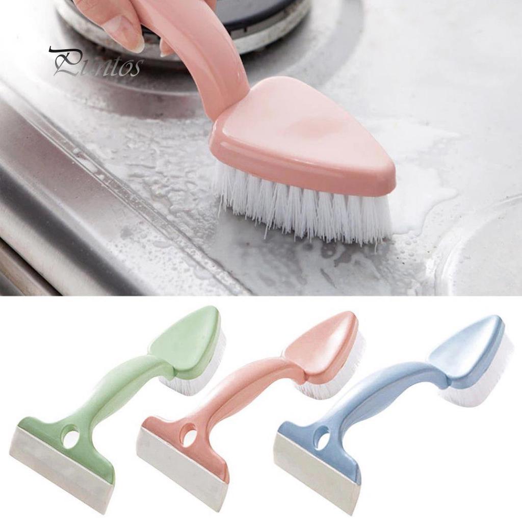 Double Head Glass Cleaning Brush Kitchen Bathroom Tiles Triangle Head Scraper