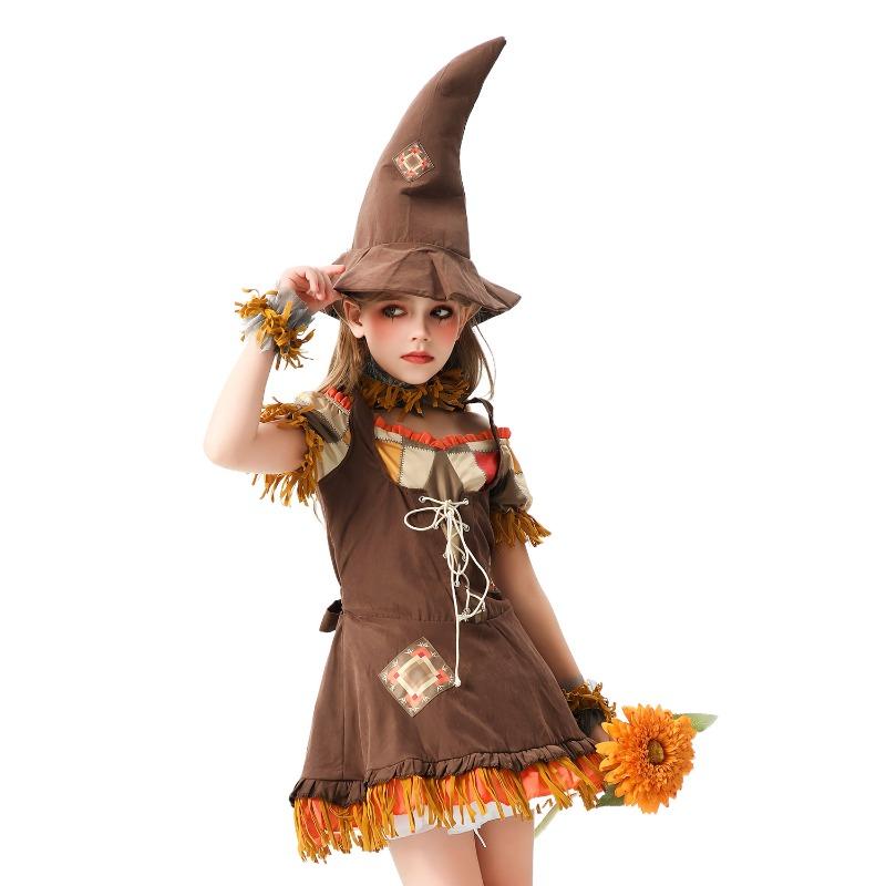 Halloween children's costumes funny dress up scarecrow pastoral farm dress up girl clown witch show costume