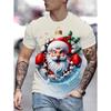 Julemand 3D Print T-shirt til Mænd Afslappet Kortærmet T-shirts Mode Rund Hals Top Nytårsgave Overdimensioneret T-shirt