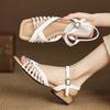 Fashion Weave Women Square Toe Heeled Sandals Designer Summer New Shoes 2025 Casual Woman Slippers Cozy Slides Pumps Mujer De Sandalias