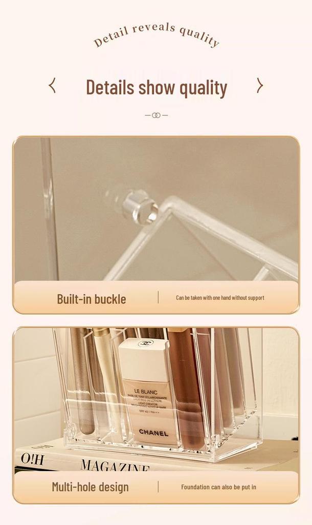 Transparent Dustproof Makeup Brush & Cosmetic Holder for Brushes, Eyebrow & Eyeliner Pencils