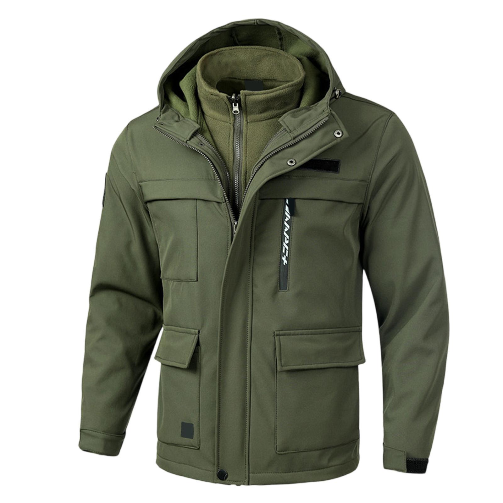 Men s Jacket  Thickened Fleece Jacket  Cold Proof And Warm Mountaineering Jacket Double Layer Three In One XXXL
