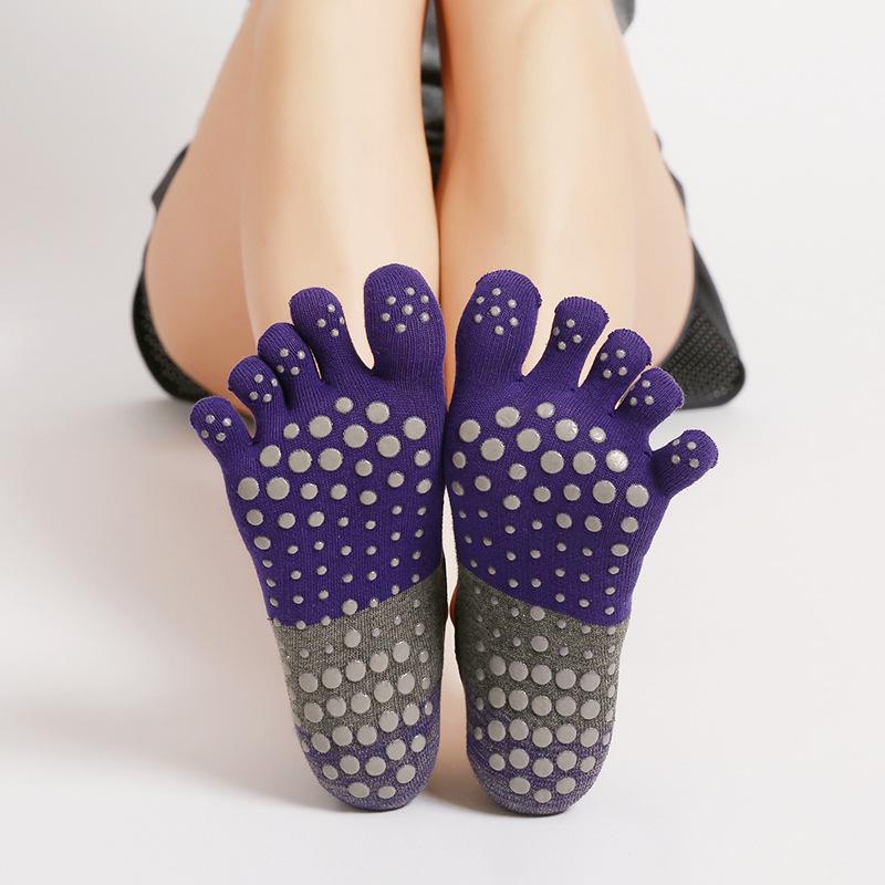 Ladies Spring and Autumn Collocation Yoga Fitness Exercise Pilates Non Slip Five Finger Socks