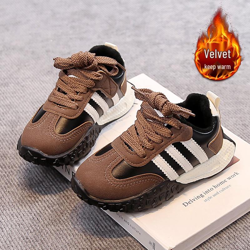 

Boys & Girls 2025 Autumn/Winter Leather Running Shoes - Velvet-Lined, Non-Slip Soft Sole 26