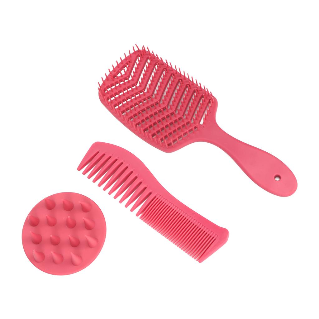3 Pieces Hair Brush and Comb Set Hollow Comb Wide Tooth Comb Double Teeth Hair Washing Brush for Men Women