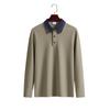 American Style Mens Turn Down Collar Color Block Long Sleeve Casual Polo Shirt