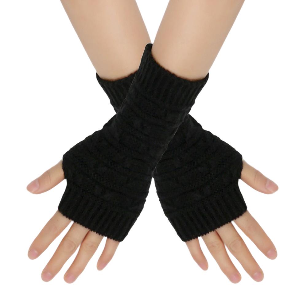 Autumn/Winter Jacquard Wool Wrist Guards Half-Finger Gloves for Men & Women