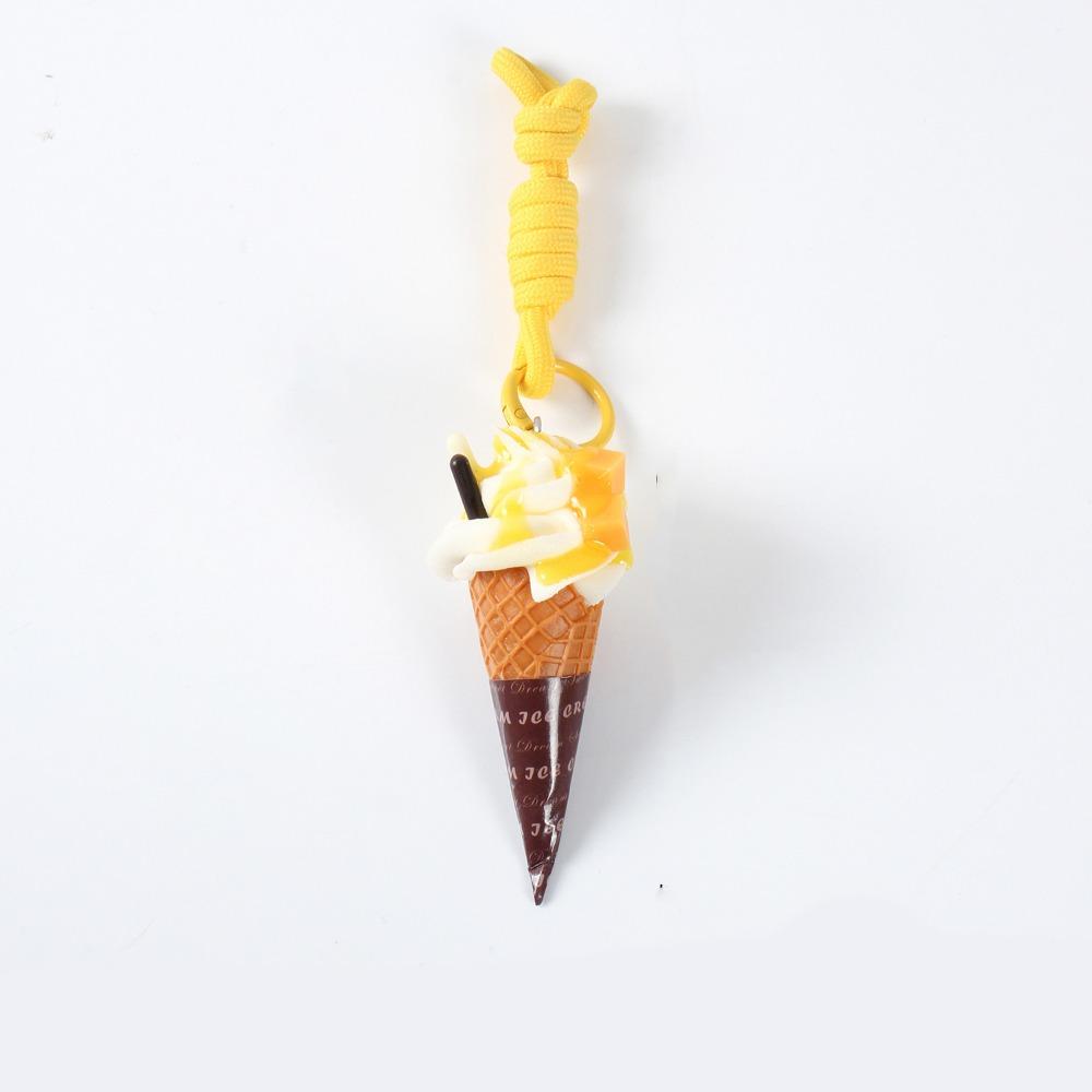 Cute Realistic Dessert Pendan Fruit Flavored Food Shaped Keyring Ice Cream Keychain Summer жёлтый