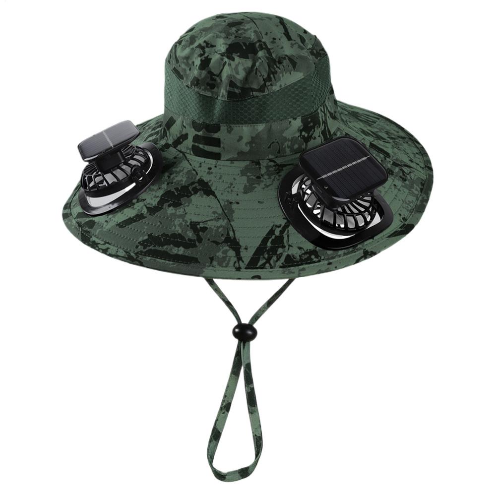 

Hat With Fan For Women Sun Protection Headwear Wide Brim Solar Fan Hat For Summer Gardeners Fishermen Camping Beach Golfers зелёный