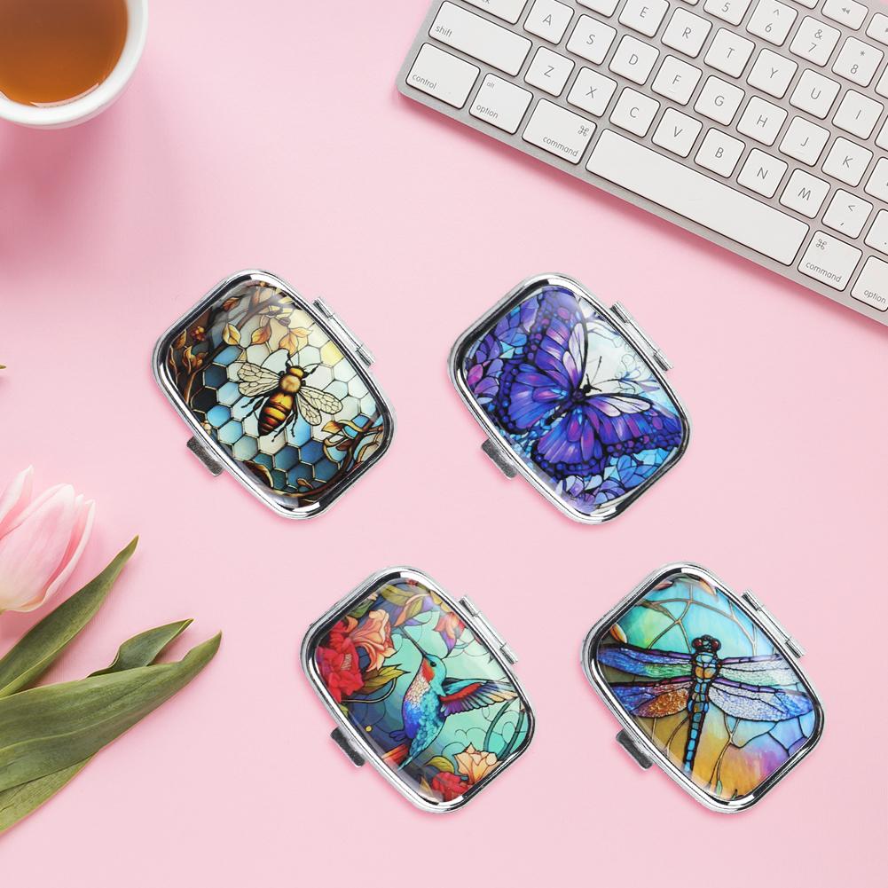 Travel Small Pill Box & 2 Compartment Medicine Pill Case Metal Pill Organizer To Hold Vitamins Fish Oil Supplements Meds Tablet