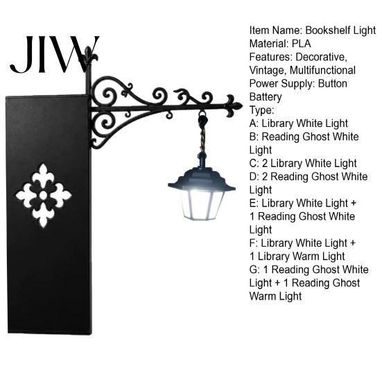 Literary Space Lighting Ghost Bookshelf Light, Decorative Retro Lantern for Library Decor, Warm LED Light Reading Lamp Book Lovers, Gothic Fantasy
