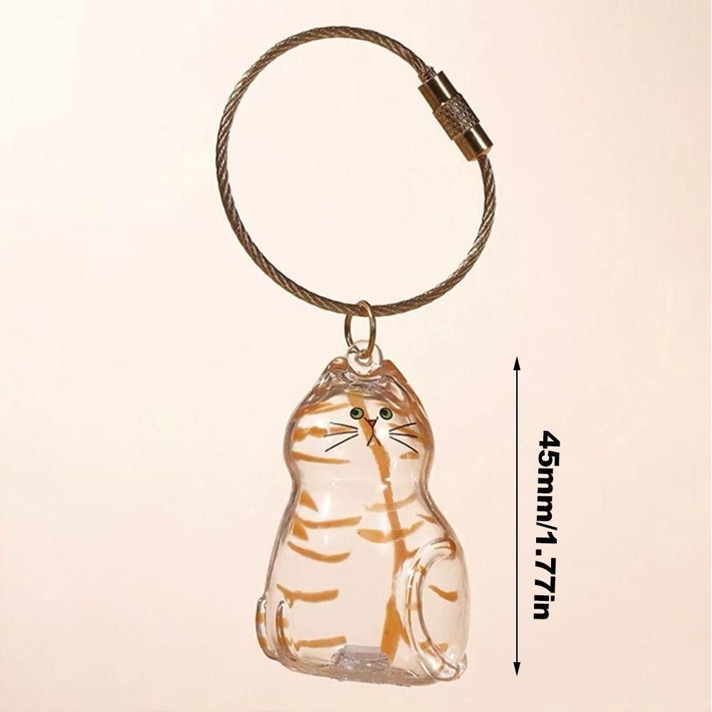 Small Ornaments Cat Fur Storage Pendant Transparent Container Cute Cat Shaped Stylish Keychain Handmade Design DIY Accessories