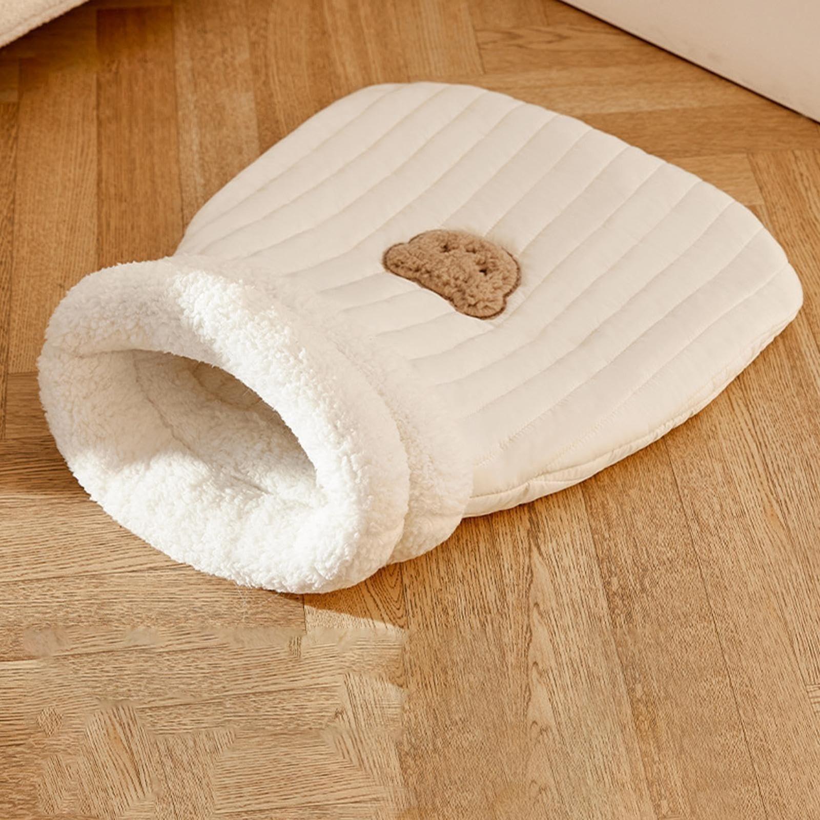 

Спальный мешок для кошек из искусственного пуха, уютная и теплая кровать для маленьких и средних кошек 1 белый