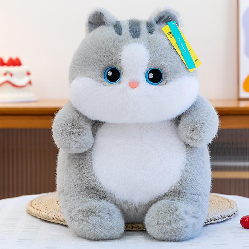 Pluche kat met PP-katoenvulling, zachte dierenknuffel voor kinderen en volwassenen.
