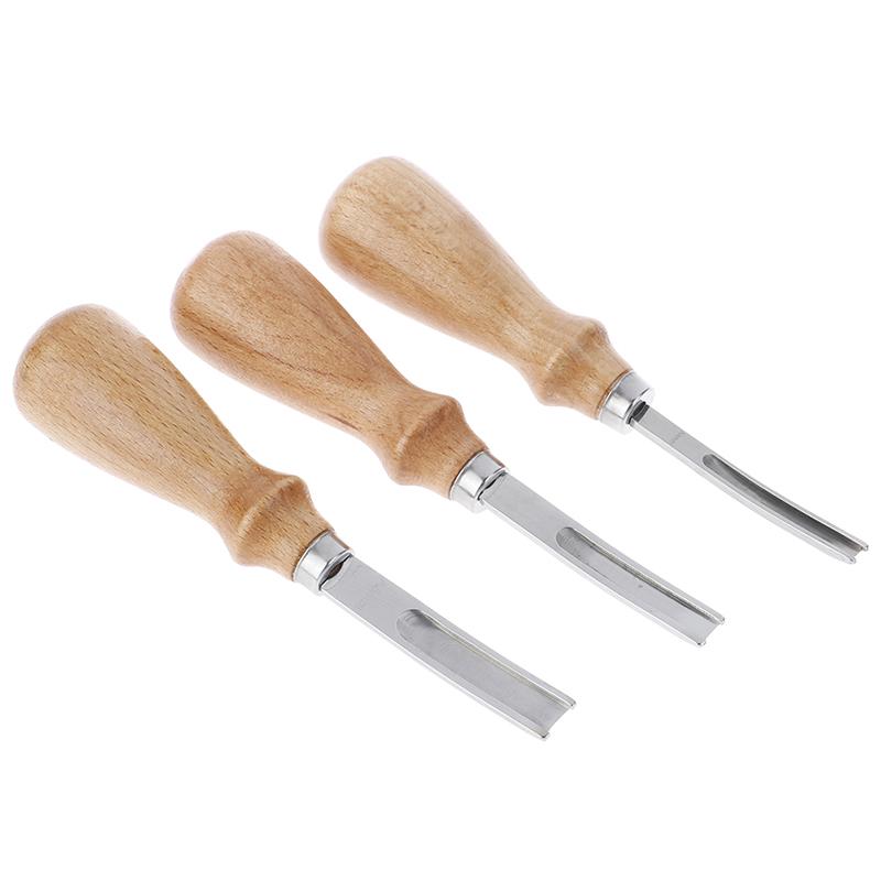 Strumento artigianale in pelle per smussatore di bordi in pelle stile francese con manico in legno