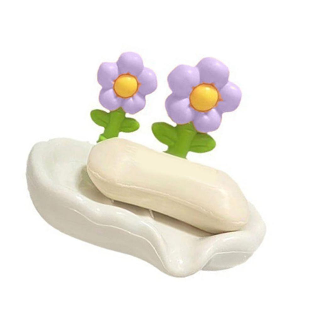 Drain Soap Dish Household Draining Soap Box Soap Dish Holder Cute Bathroom Soap Holder Purple